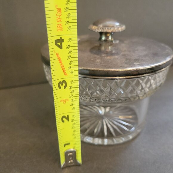 Vintage Cut Glass Jar With Silver-Plated Lid & Knob - Picture 3 of 9
